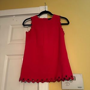J Crew Tops / Bright Red Scallop Trim Sleeveless Top